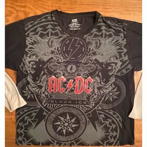 AC/DC Black Ice Concert Tour Men's Black Cotton T-Shirt Size XXL Long Sleeve